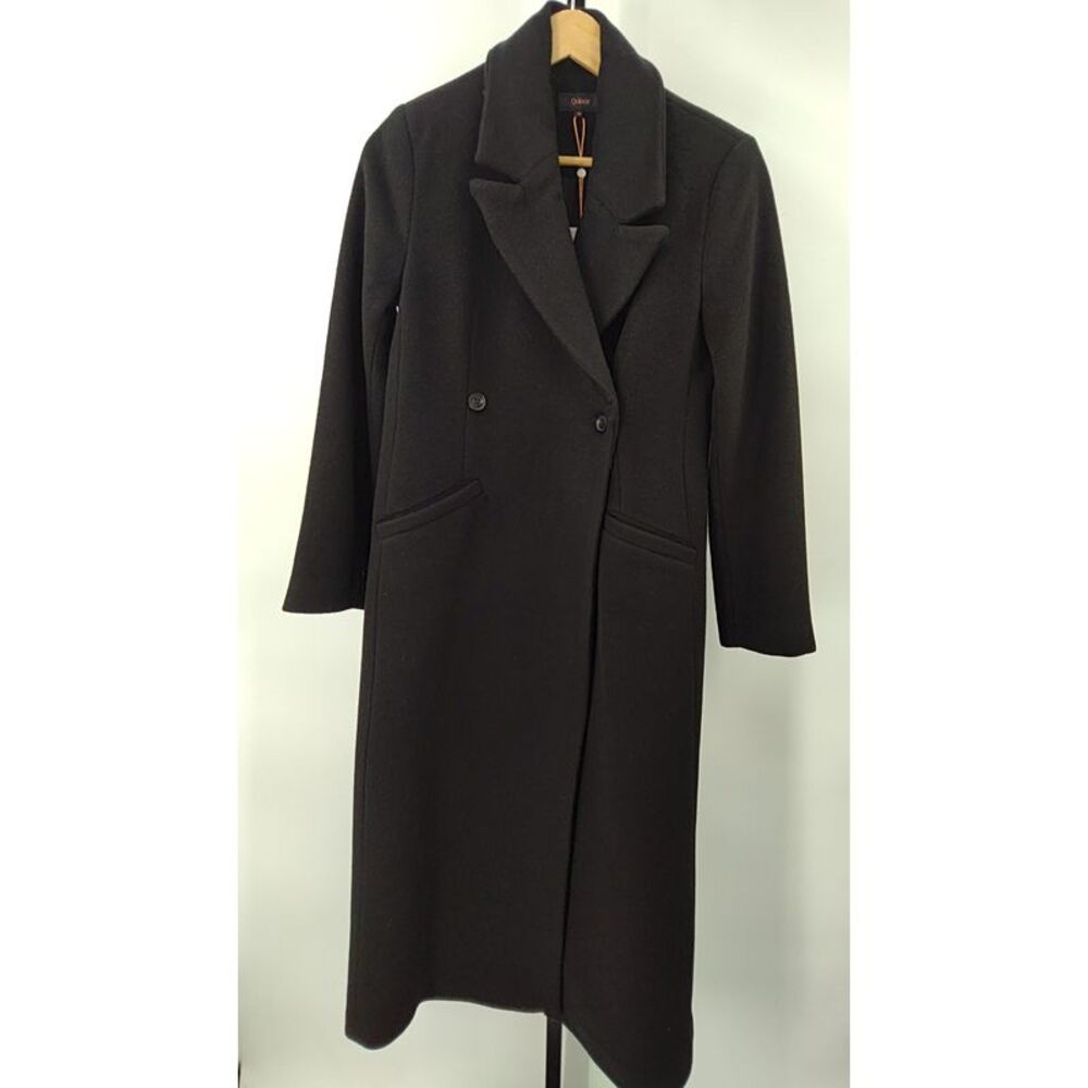 Quince Long Tailored Cashmere & Wool Coat Black size XS